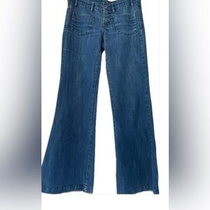 Button Front Jeans, Low-rise, Vintage 2009. Flare Leg. 4 Pockets. 70s Vibe.